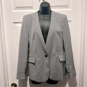 Zara Blazer Houndstooth Single button Size 8 Medium Women black white chic